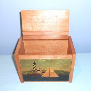 Warren Kimble Coastal Breeze wooden trinket stash recipe box